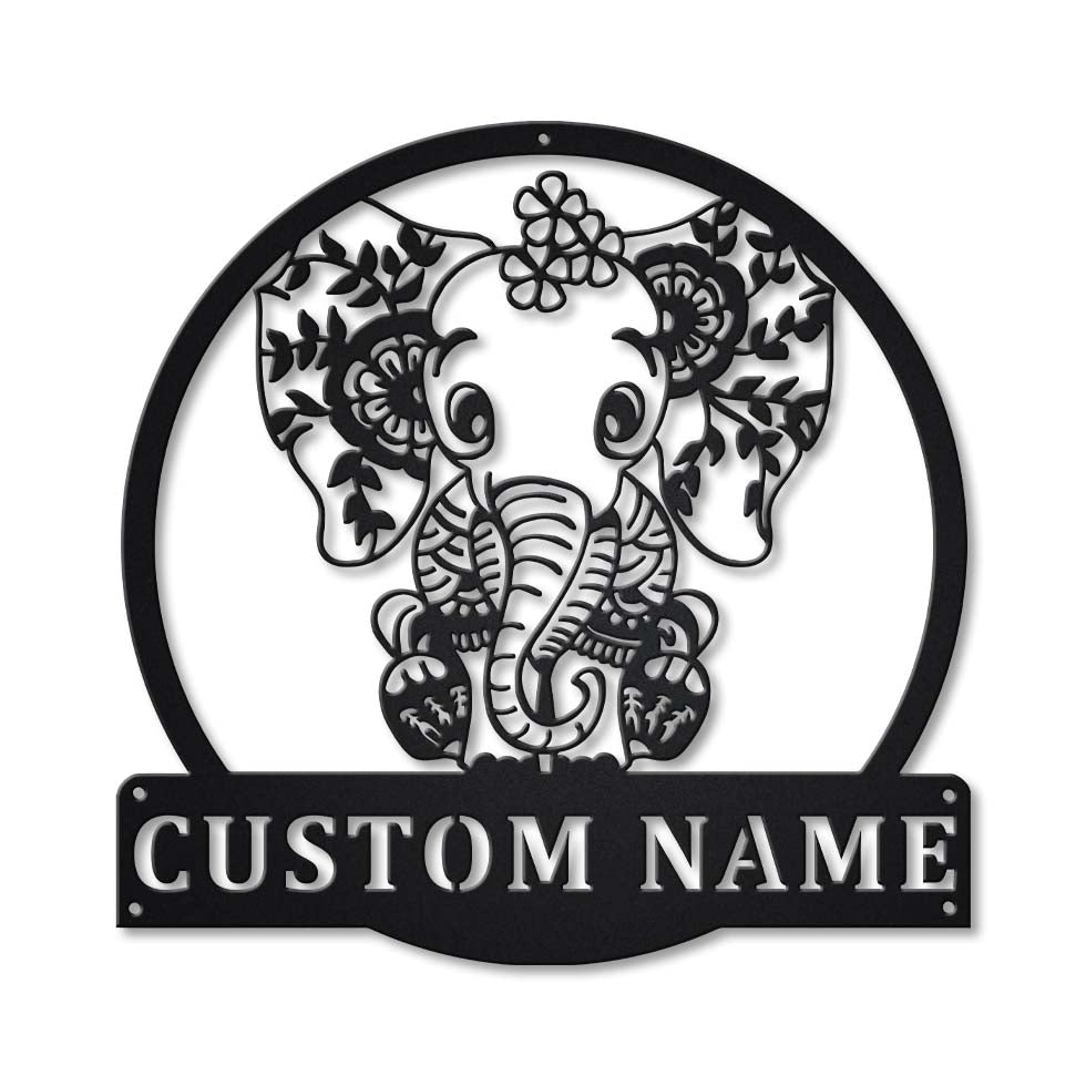 Baby Elephant Personalized - Metal Sign