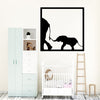 Baby Elephant Holding Mommy Tail - Metal Art