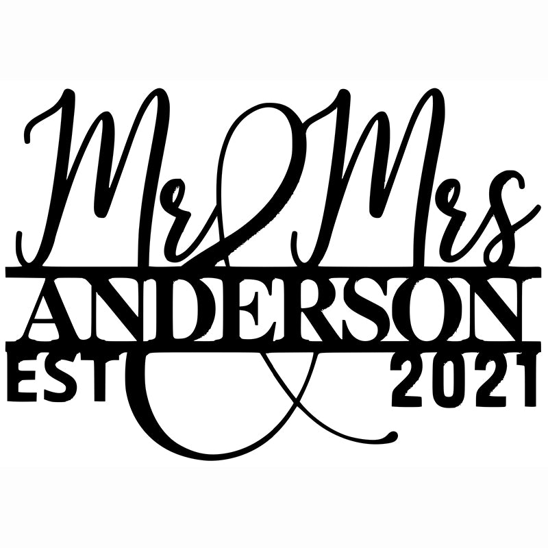 Mr & Mrs Est Sign Personalized - Metal Sign